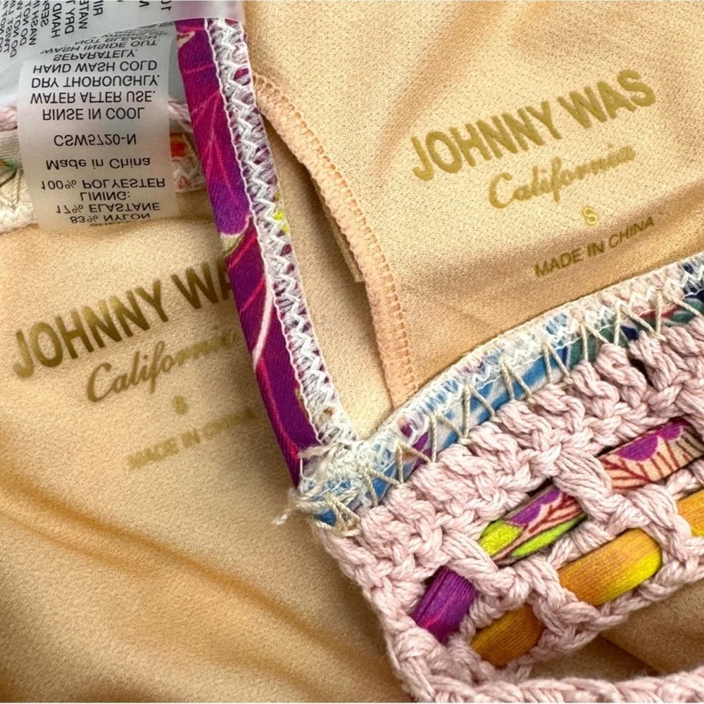 JOHNNY WAS Carribean Boho Bikini Top & Hipster Swimsuit Set NEW Size S